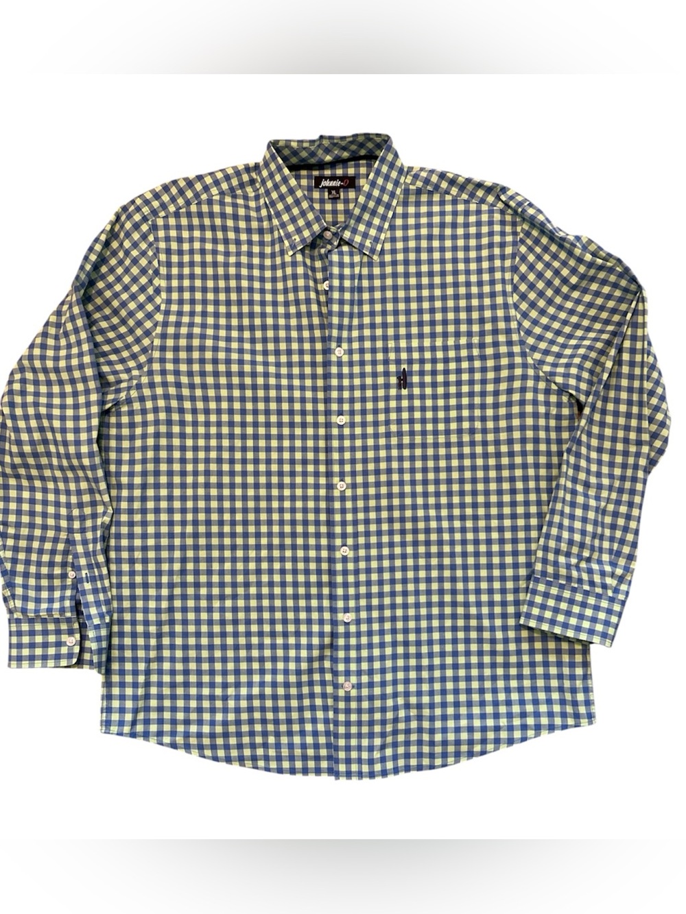 Johnnie-O Blue Green Gingham Plaid Button Down Shirt XL